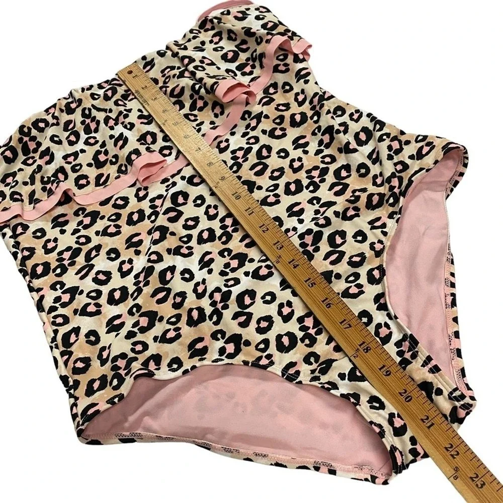 JUSTICE UPF 50‎ Uv Protection Girls' swimsuit Leopard Pink Size 14 Animal Print